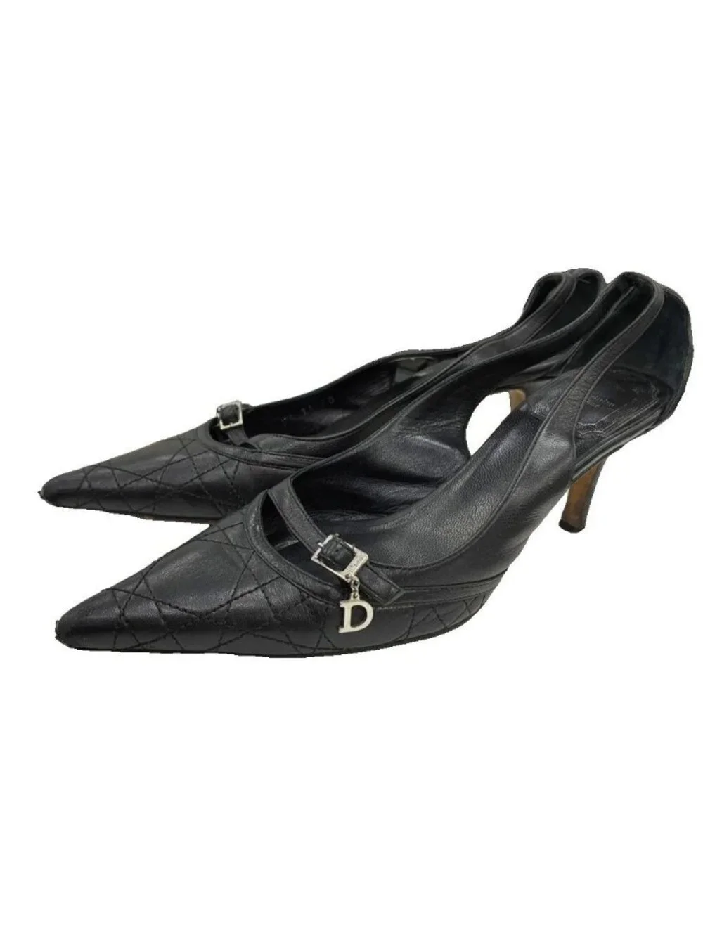 Dior Cannage Pumps Quilted Motif Black SS Heel 35.5